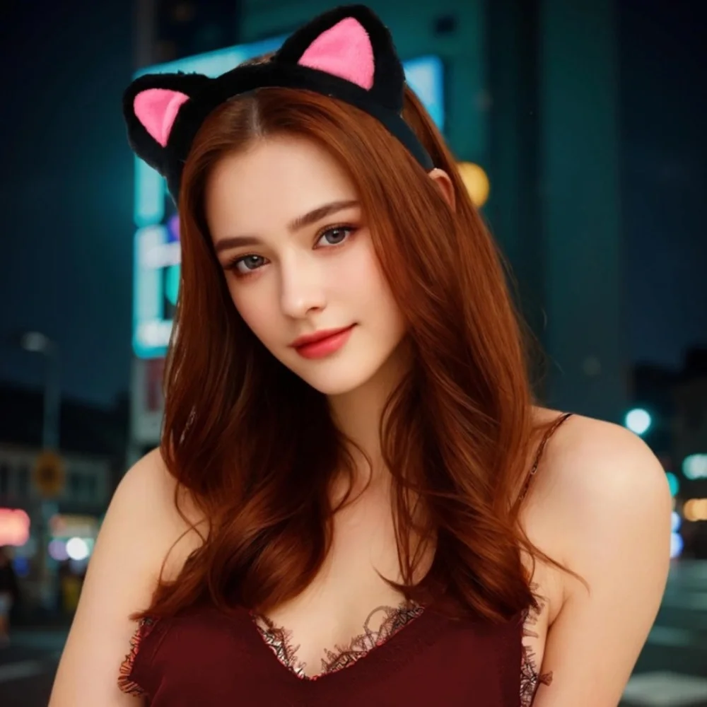 NWT Cat Ears Plush Fuzzy Headband Halloween Costume Cute